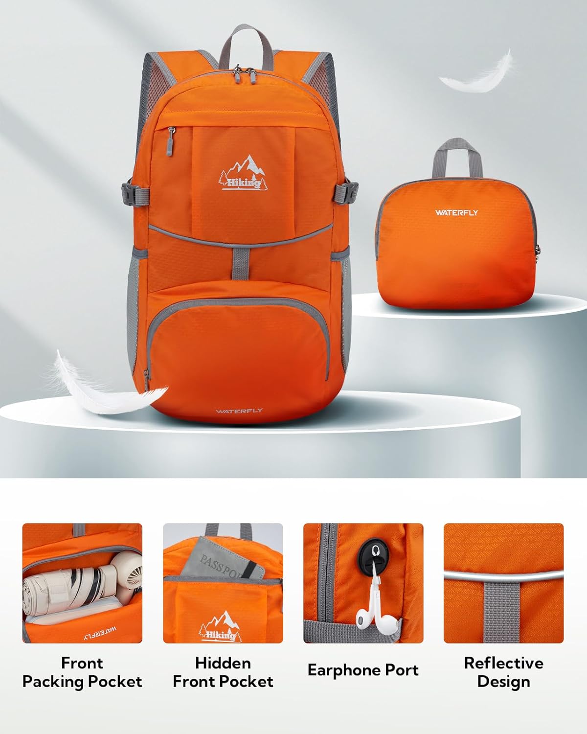 Detalle de Waterfly Foldable 25L Ultralight Hiking Backpack