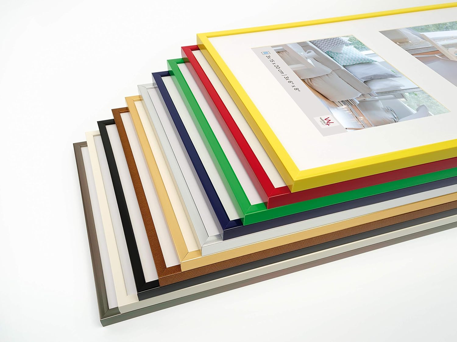 Thumbnail 2 de Cadre photo Walther Design blanc 3X 13x18 cm avec passe-partout, profil demi-rond