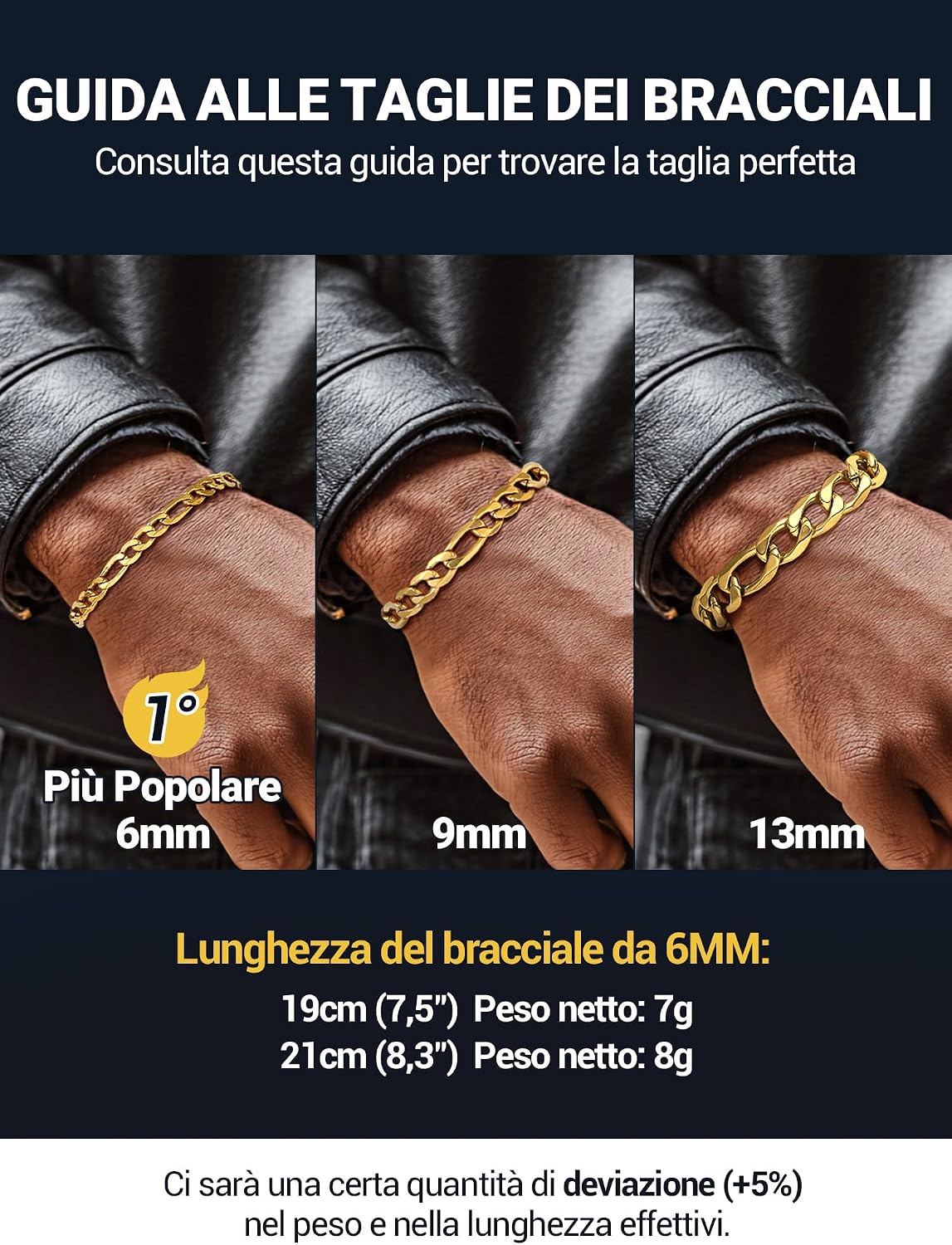 Thumbnail 4 de PROSTEEL Braccialetto Catena Figaro 3 in 1