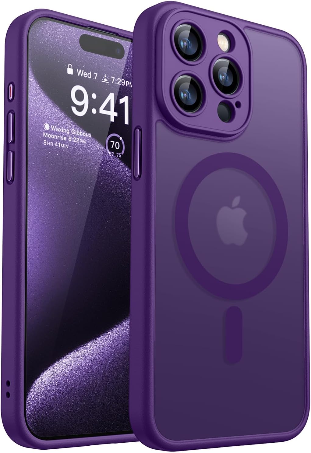 Detalle de CANSHN Magnetic Case for iPhone 15 Pro (6.1in) – Deep Purple, MagSafe compatible with full camera protection