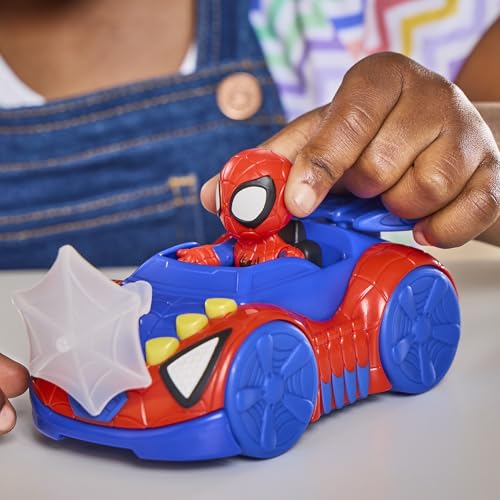 Detalle de Hasbro Marvel Spidey e i suoi fantastici amici: macchina giocattolo Spidey e Web-Crawler con action figure da 7,6 cm