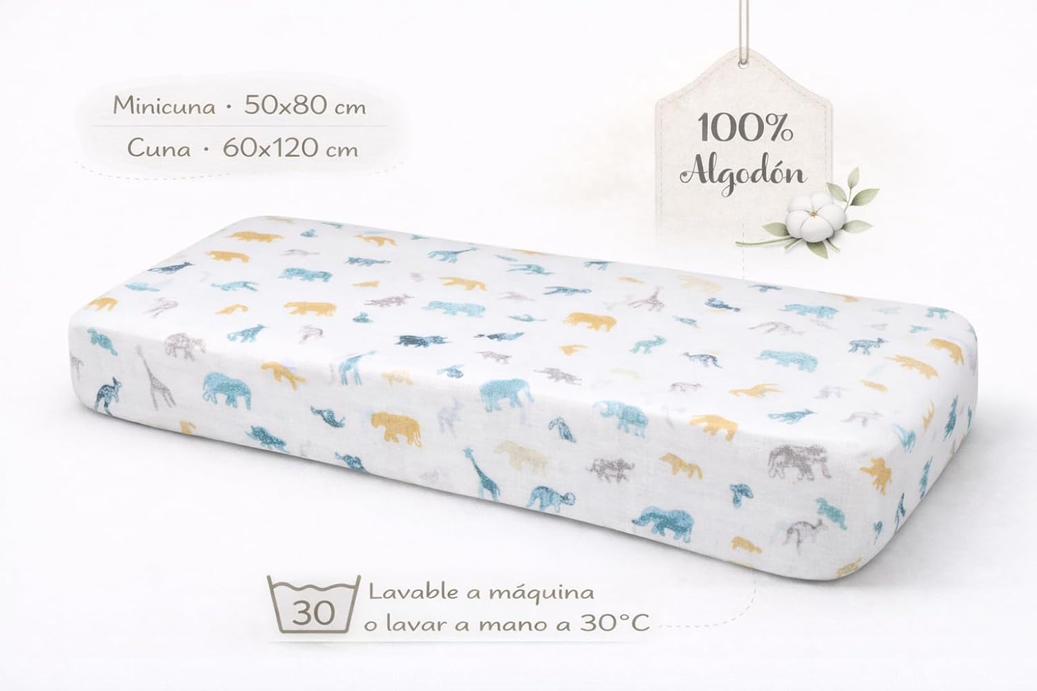 Detalle de TRAMAS+ Set Lenzuola Culla e Miniculla 3 Pezzi - 60x120 cm, Cotone 100% Super Morbido, Jimmy Indigo