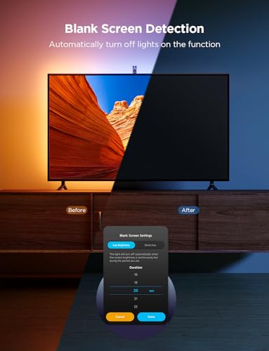 Detalle de Govee TV Backlight 3 Lite 2.4m for 40-50 Inch TVs: AI‑calibrated RGBICW ambient lighting