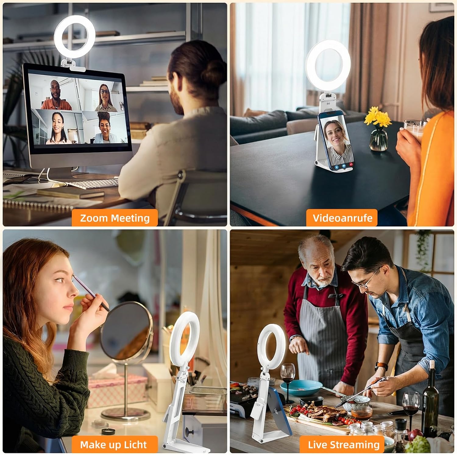 Thumbnail 1 de Evershop 5'' LED-Ringlicht mit Stativ & Handyhalter – 3 Lichtfarben, 10 Helligkeitsstufen, 360° drehbar