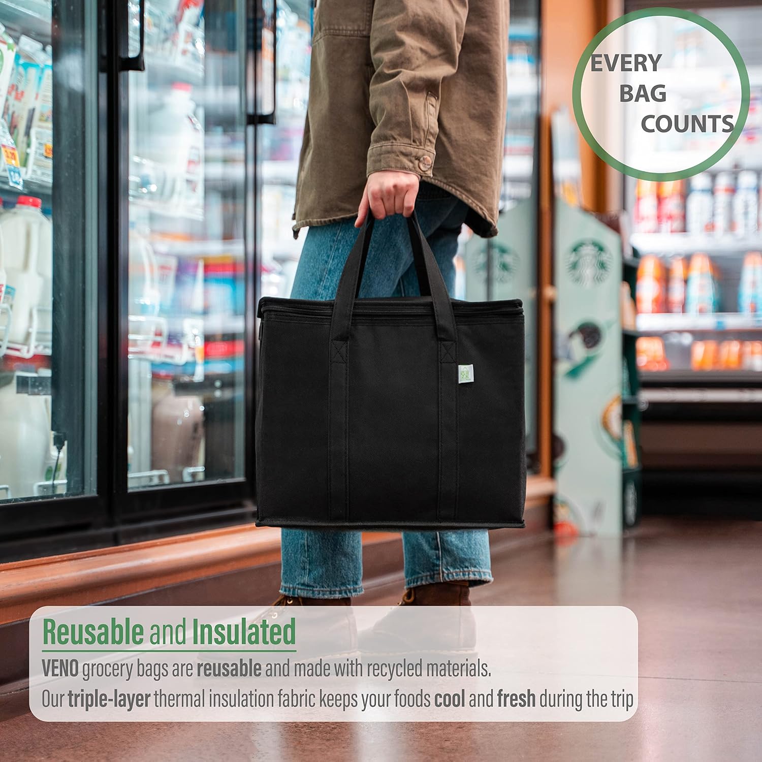 Detalle 2 de Veno 3 Pack insulated reusable grocery bags