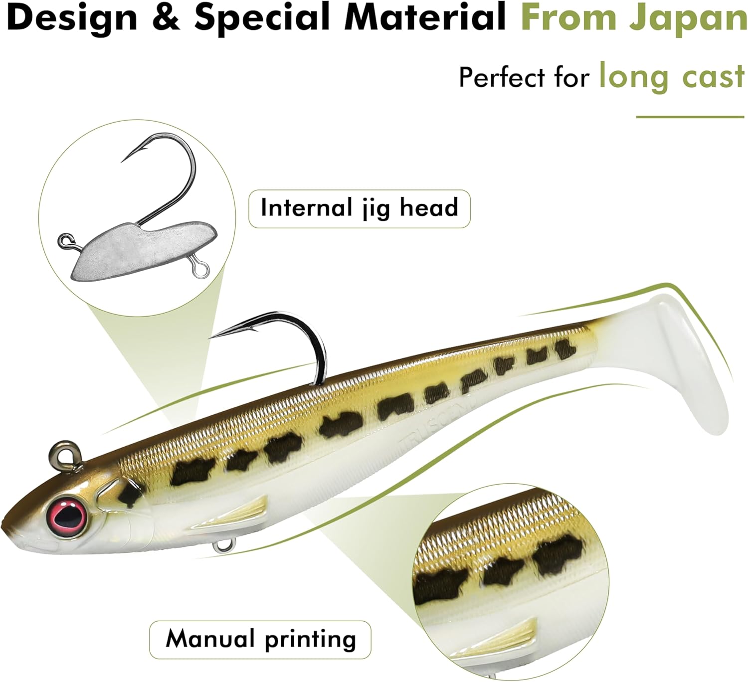 Thumbnail 3 de TRUSCEND Shadtale Soft Fishing Lures with BKK Hooks – Easy Catch Trembly Sinking & Vibrating Swim