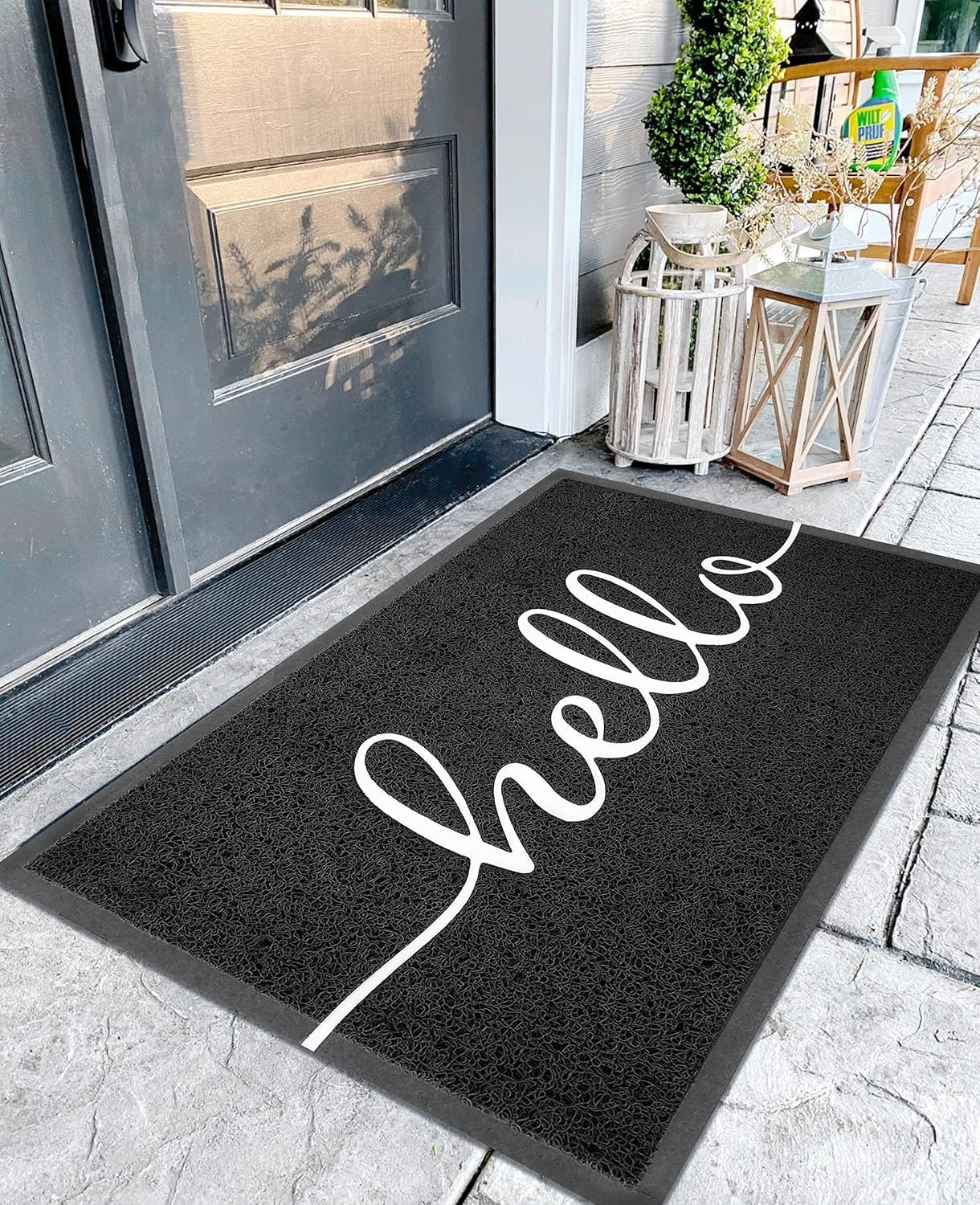 Detalle de EARTHALL 48" x 32" Hello Doormat, Low-Profile PVC with Rubber Backing