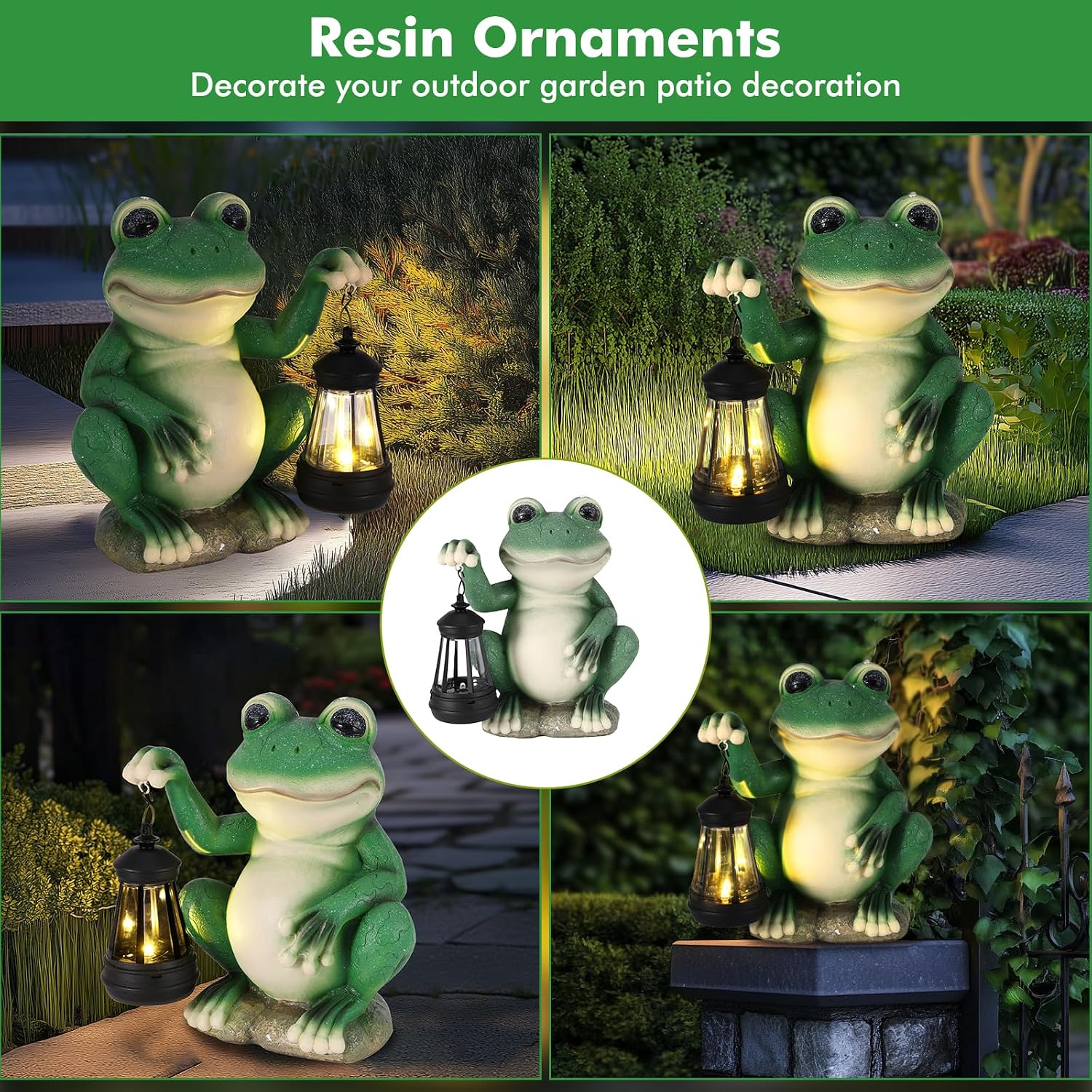 Thumbnail 5 de Wowlela Solar Frog Statue with Lantern