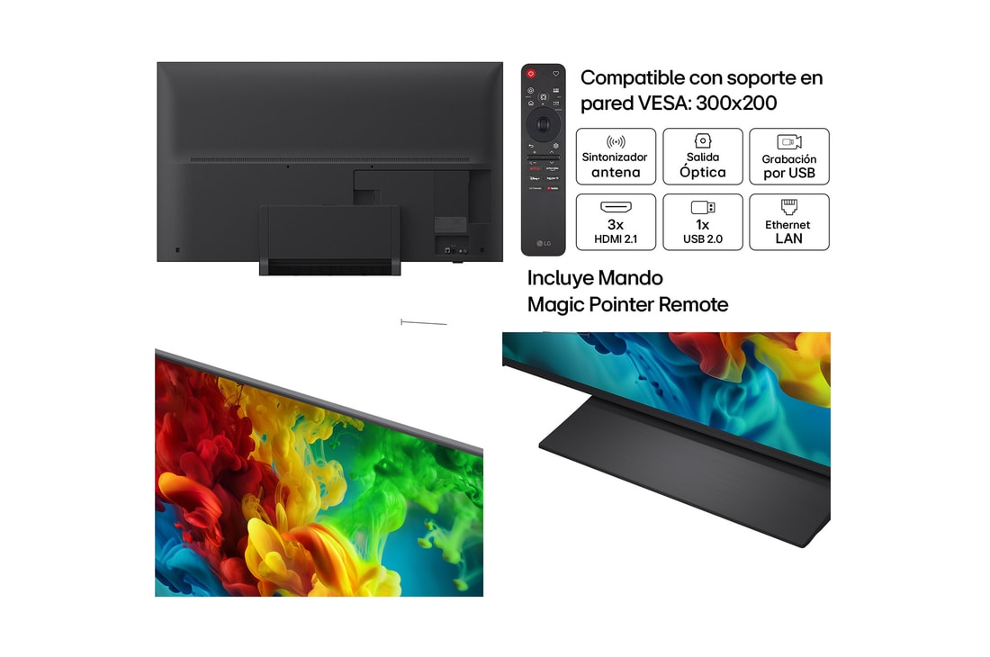 Detalle de LG QNED82 EB6A 65'': Smart TV MiniLED evo 4K con Copilot y webOS 26 IA