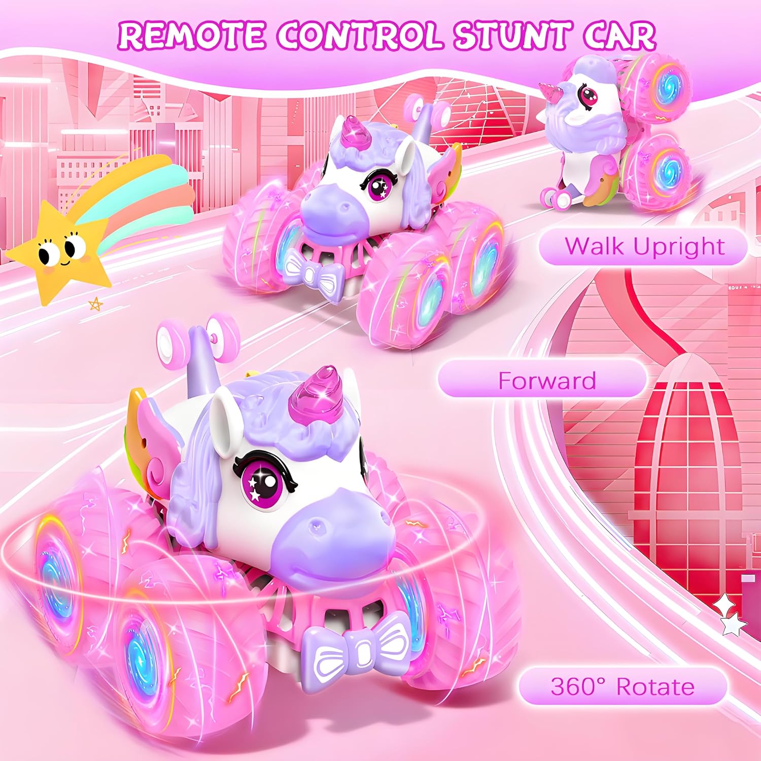 Detalle 2 de JOYSINTOY Unicorn RC stunt car for girls, age 3+