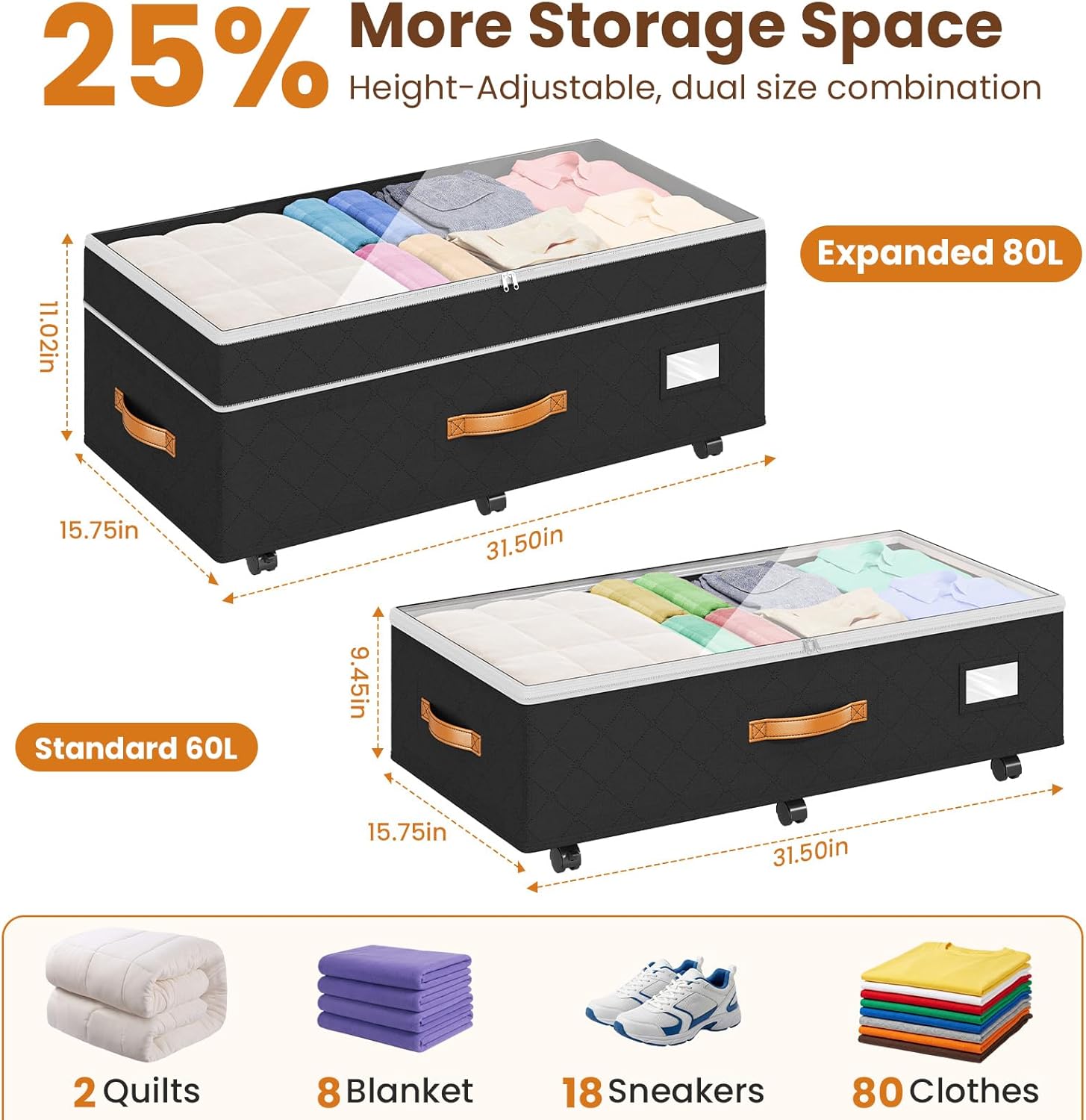 Detalle 2 de Budding Joy Under-Bed Storage Bins, 80L