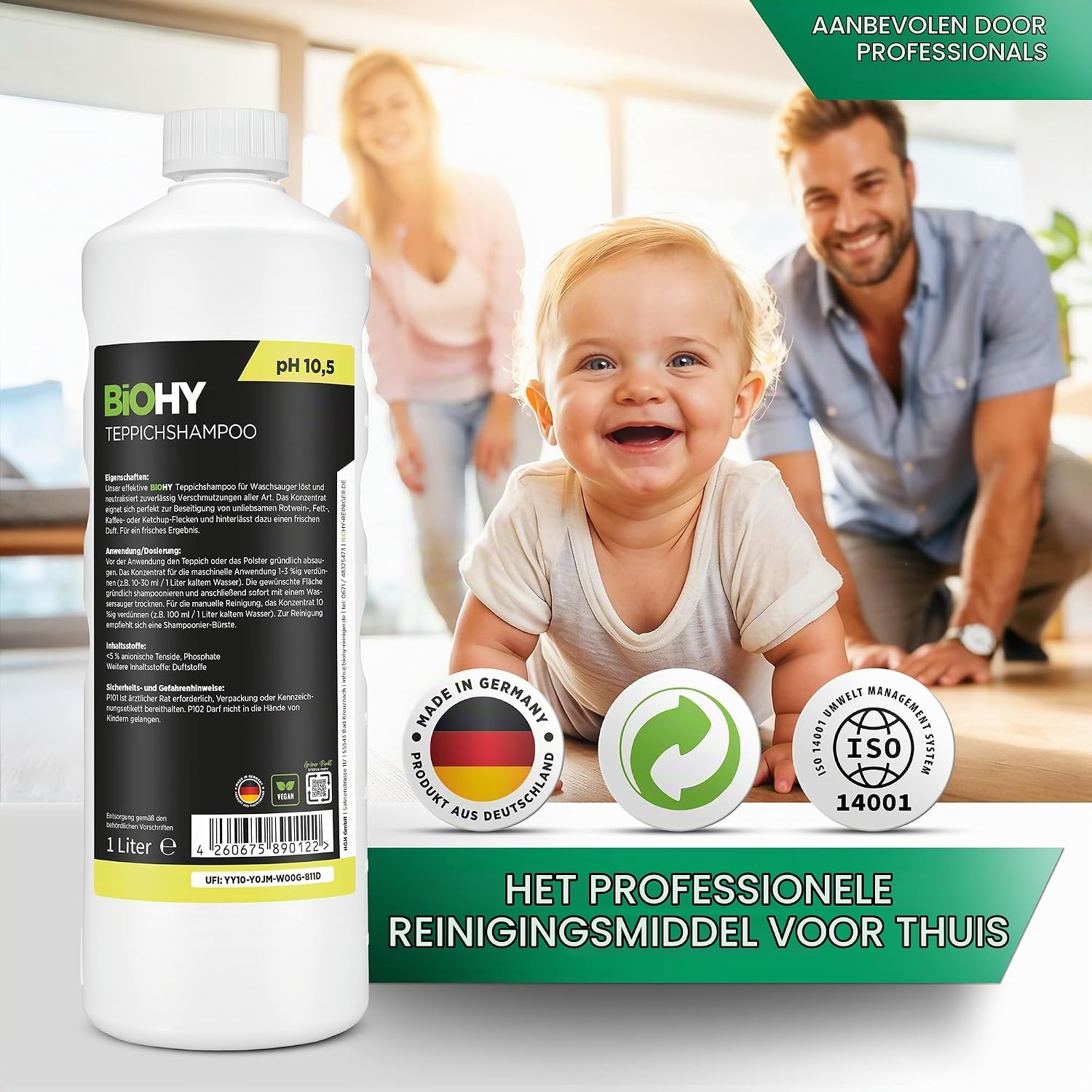 Detalle de BIOHY K12497 tapijtreiniger concentraat, 1 liter voor hardnekkige vlekken