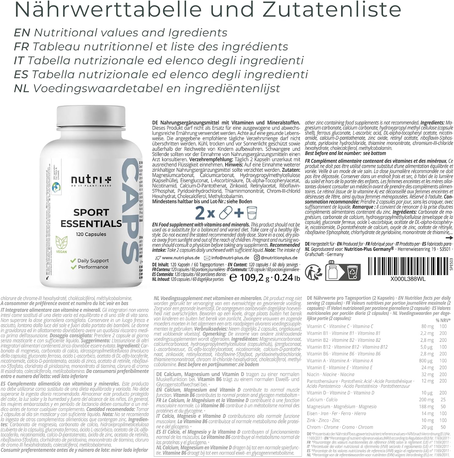 Thumbnail 4 de Nutri + Sport Essentials 120 Kapseln Vitamine đ