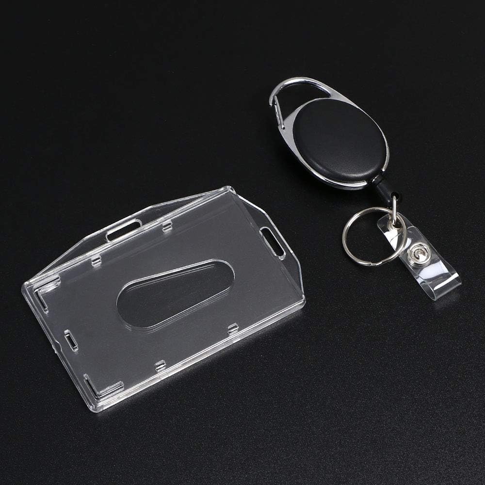 Detalle 2 de Vicloon Porte Badge rétractable – lot de 4 porte-cartes pour carte d’identité, carte bancaire et badges