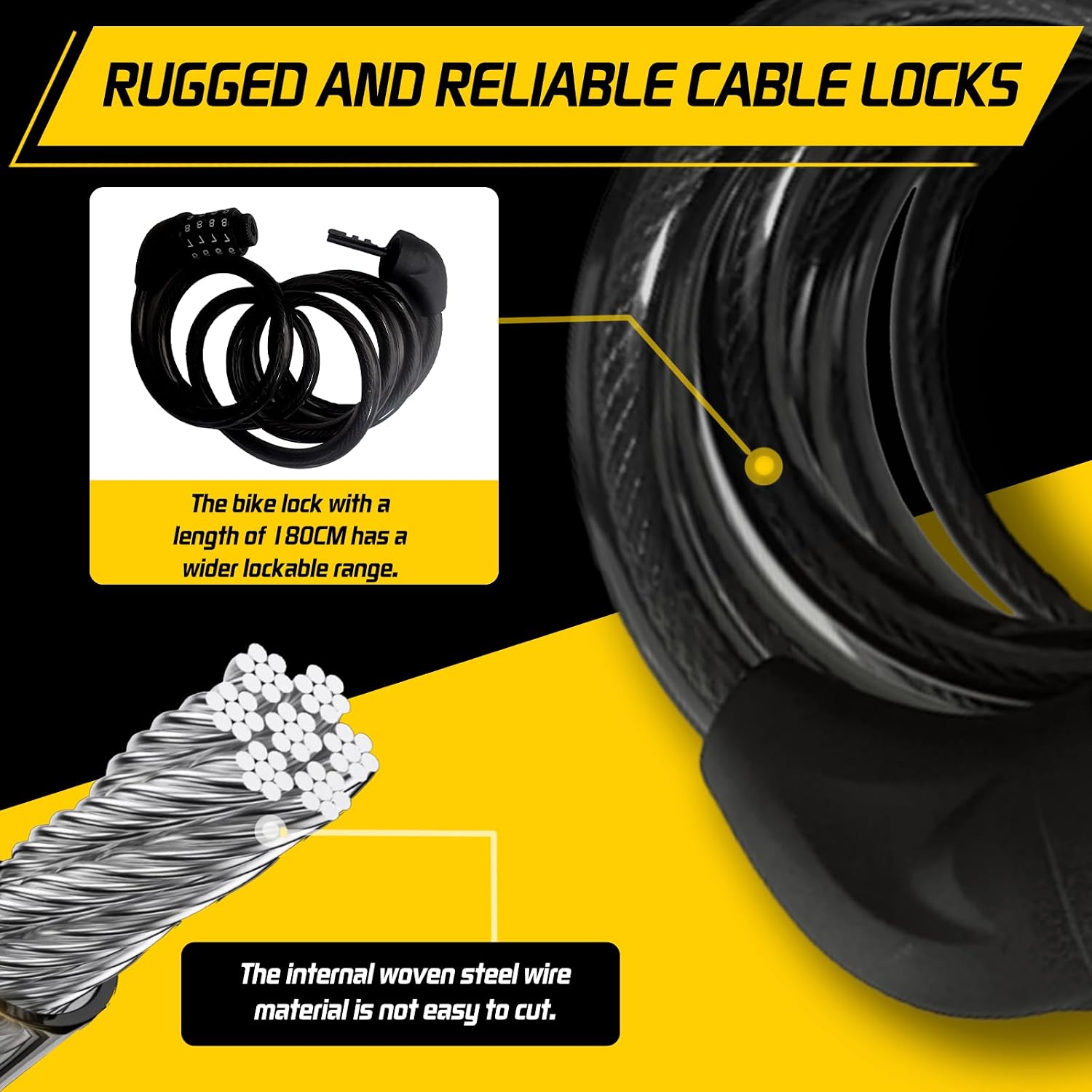 Thumbnail 3 de ZCYLPT Bike Lock 1800mm 12mm