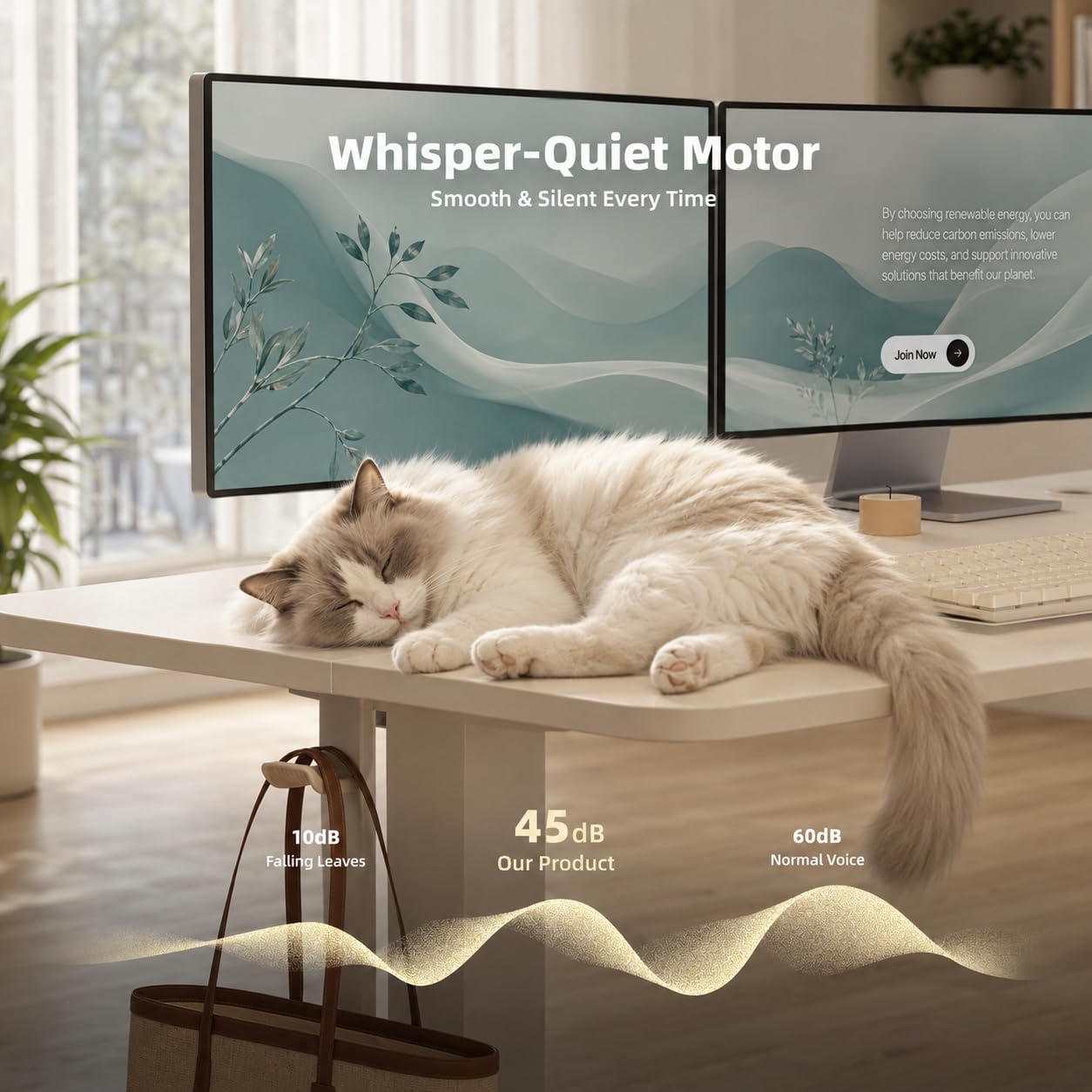 Thumbnail 6 de Claiks P3.01.001.0003 Electric Standing Desk, 40 x 24 Inch, White