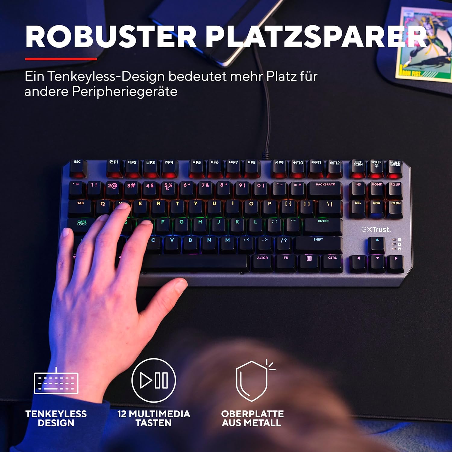 Thumbnail 2 de Trust Gaming GXT 834 Callaz TKL mechanische Tastatur (QWERTZ, Outemu, mehrfarbige LED, 80%)