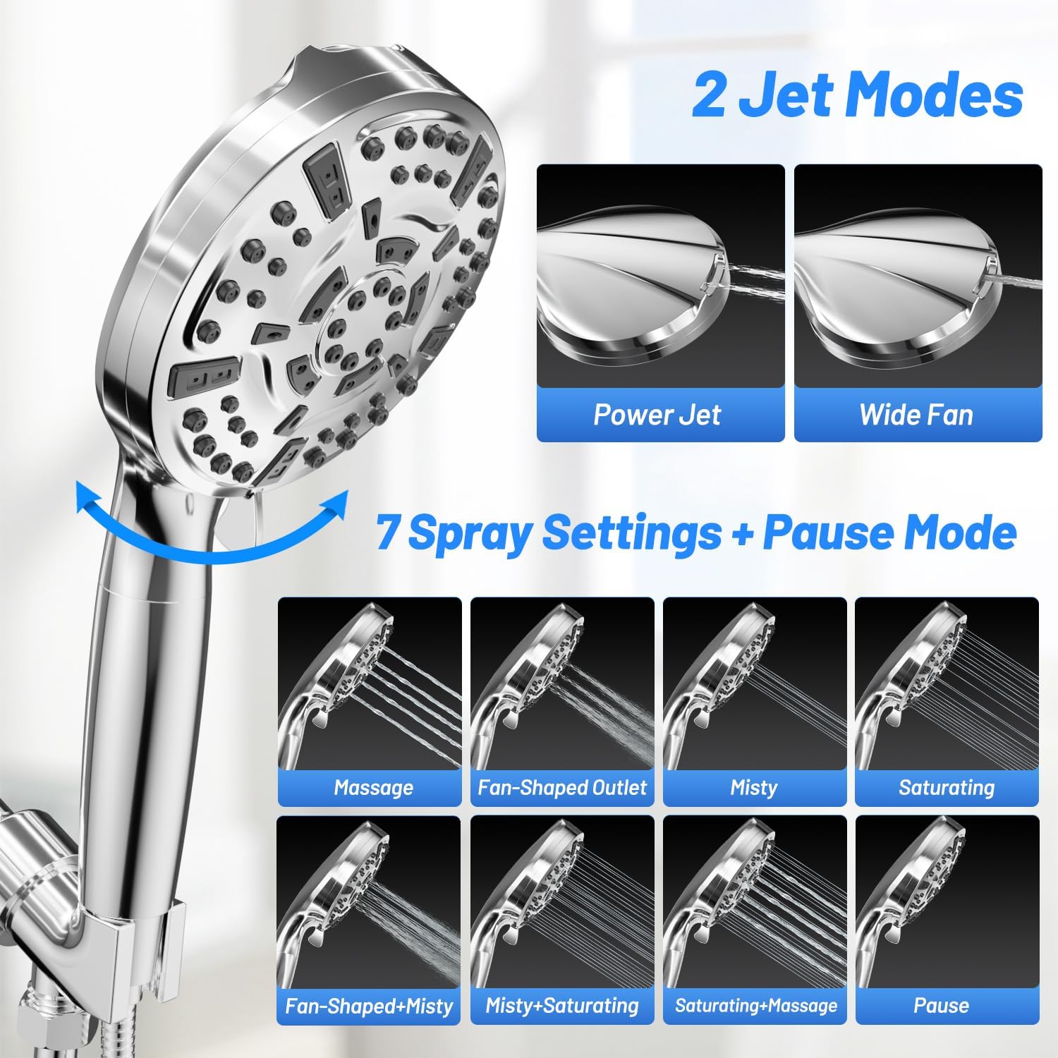 Detalle de VEHHE filtered shower head with KDF filter