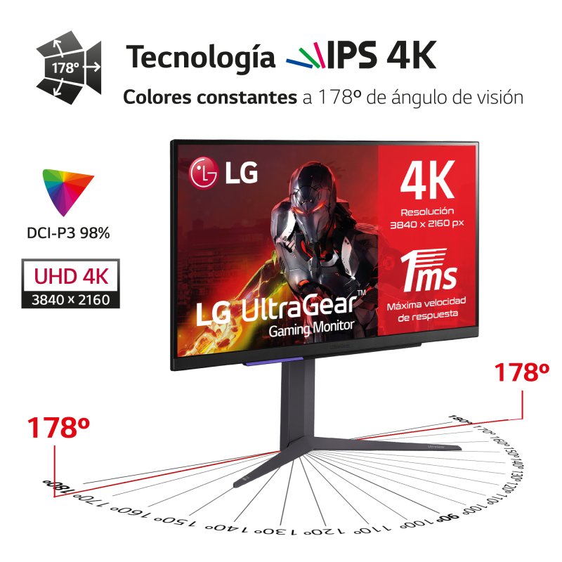 Detalle 2 de LG 27GR93U-B monitor 27" 4K 144Hz