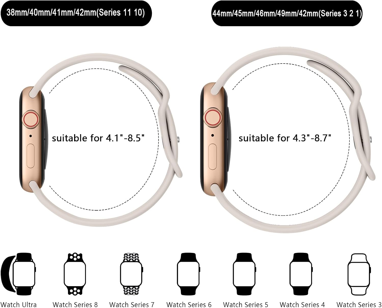Detalle de Apple Watch Silicone Bands, 3-Pack