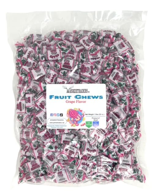 Detalle de YANKEETRADERS Grape-Flavored Fruit Chews, 2 lb Bulk, Individually Wrapped