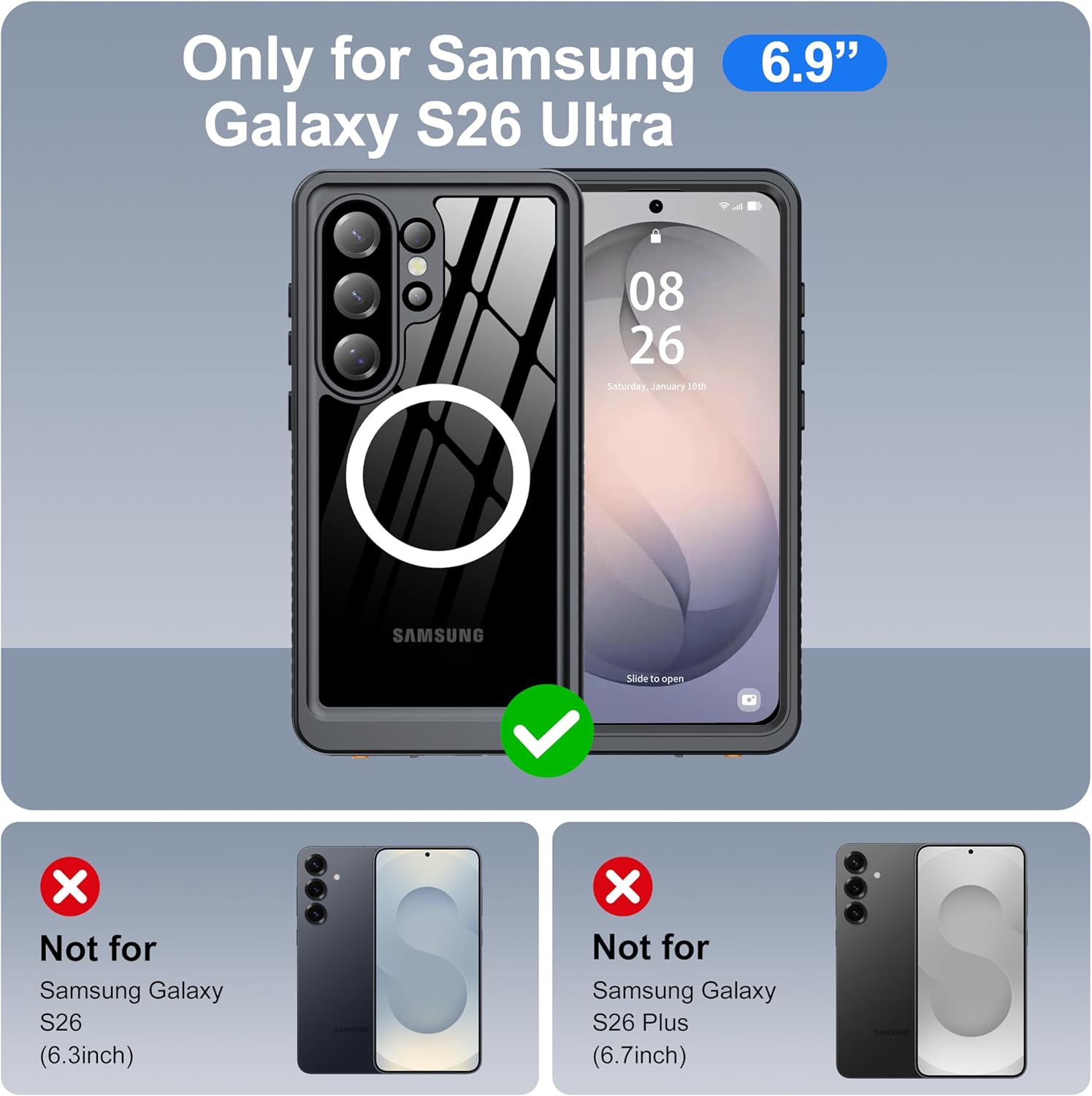 Thumbnail 1 de ANTSHARE IP68 Waterproof Case for Samsung Galaxy S26 Ultra (2026) — MagSafe Compatible with Built-in Screen and Lens Protector