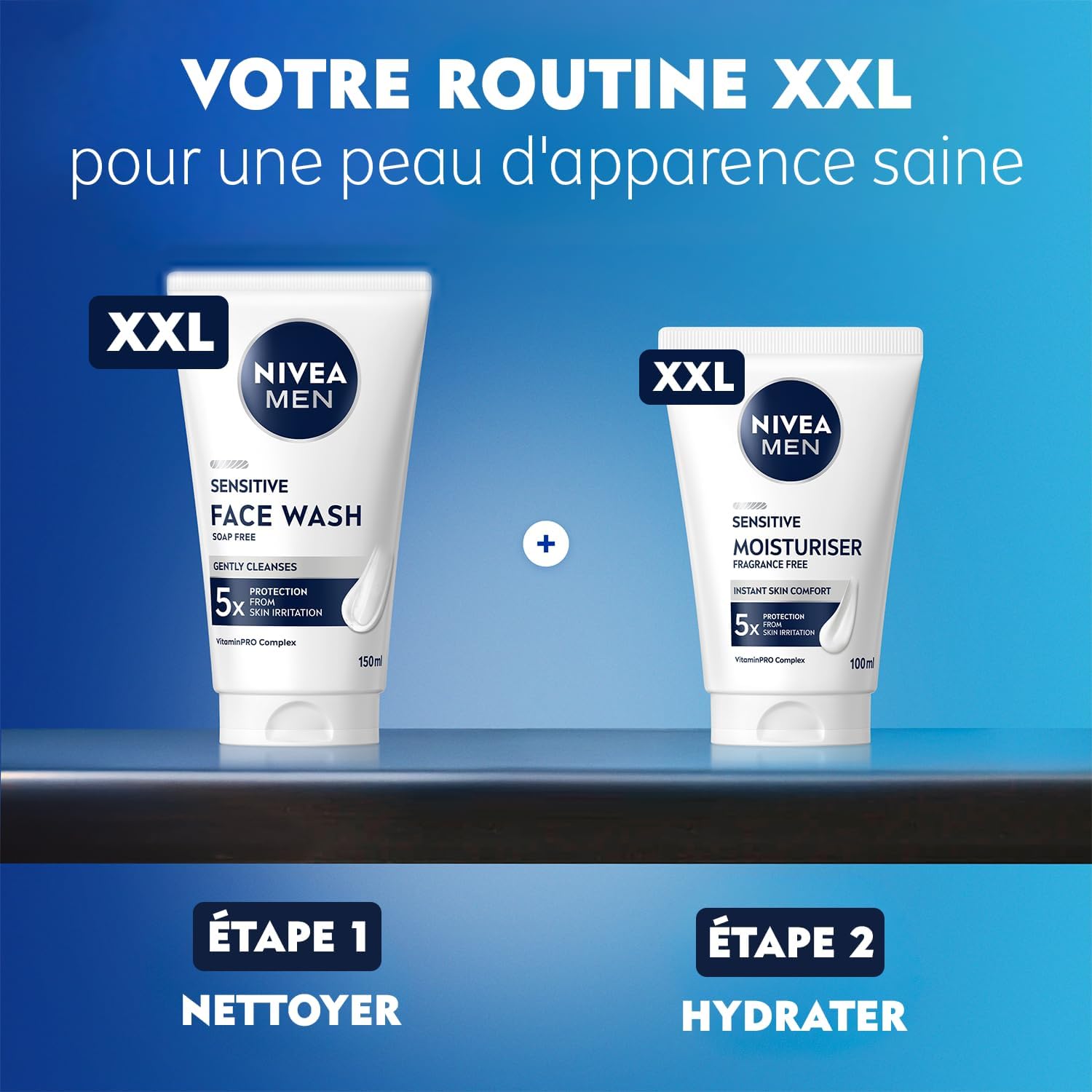 Detalle de NIVEA MEN Crème hydratante visage quotidienne Peau sensible, sans parfum (format XXL 100 ml)