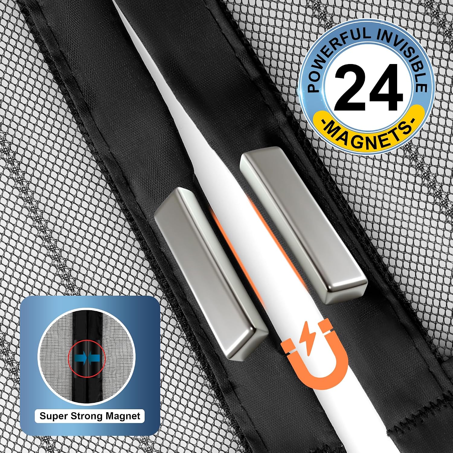 Detalle 2 de METAONLY Magnetic Screen Door Mesh, Fits 36" x 80" Doors, Black
