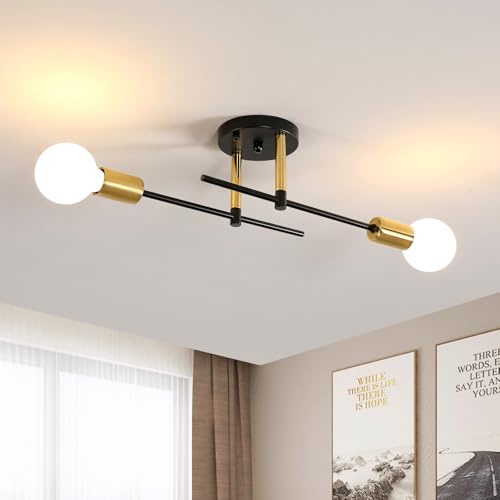Detalle de Riserva Lamparas de Techo Vintage Negro con Dos Bombillas E27 (Sputnik) - 45 cm de diámetro, 180° de giro