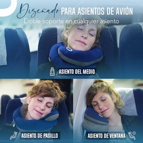 Thumbnail 6 de BCOZZY La Almohada de Viaje para el Cuello (Tamaño Large, Azul Marino) – Doble Soporte y Barbilla en Cualquier Posición