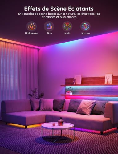 Detalle de Govee RGBIC Ruban LED 5M avec bande WiFi Bluetooth Connectée – Synchronisation Musique