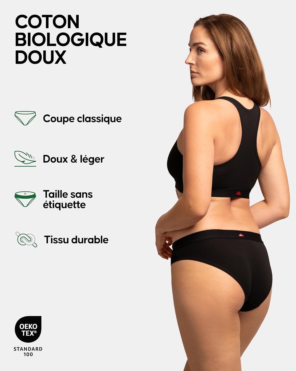 Detalle de DANISH ENDURANCE Culottes en coton bio — Lot de 3 ou 6, confort quotidien pour femme