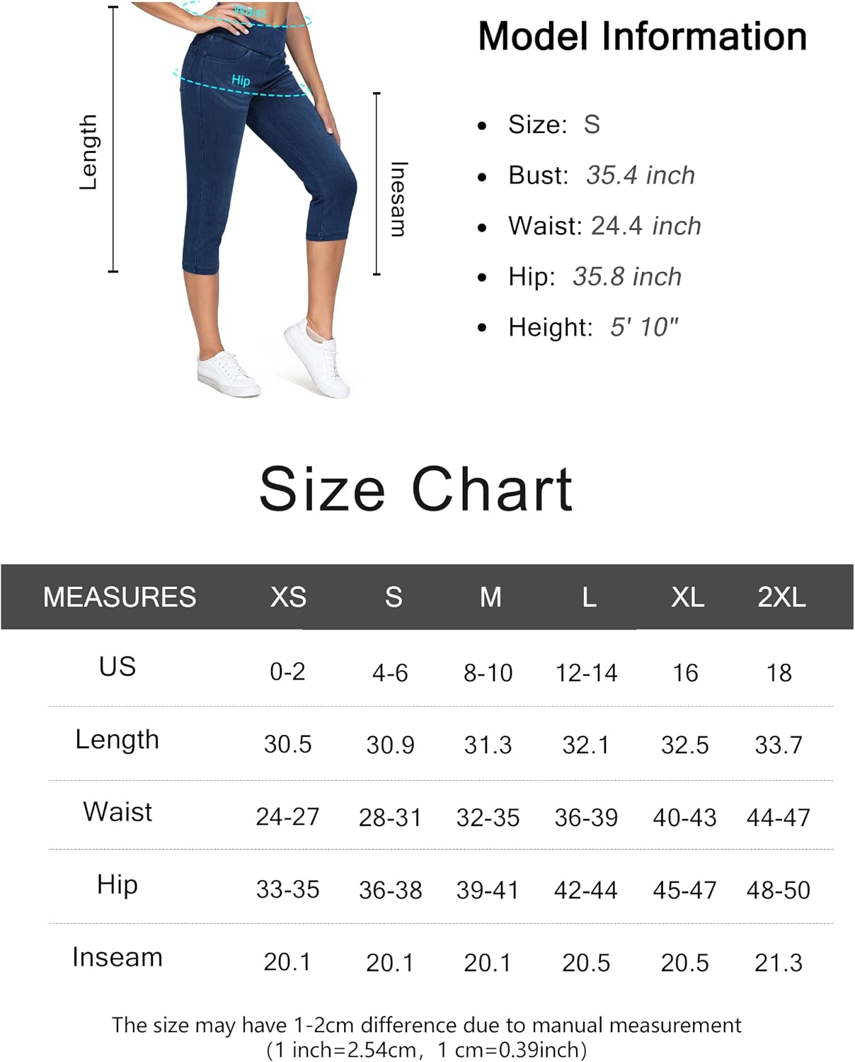 Thumbnail 6 de THE GYM PEOPLE Women’s V-Cross Capri Jeggings, 3/4 Stretch with Tummy Control
