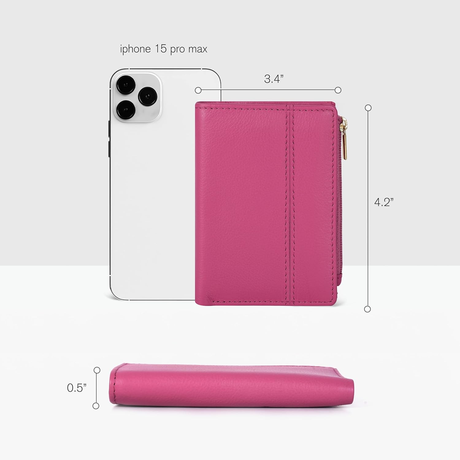 Thumbnail 5 de Full Grain Leather Wallet Nappa Pink 4.2in