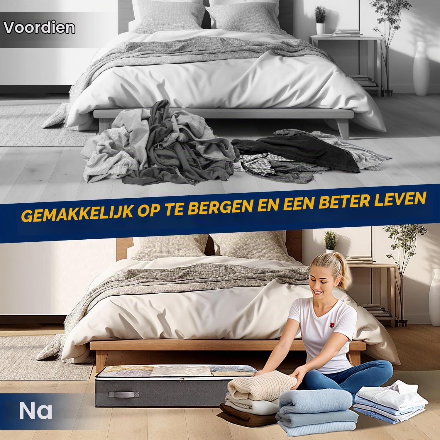 Thumbnail 6 de AIOR SND-CXK1 opbergzak voor onder het bed, 90 liter, opvouwbaar, grijs