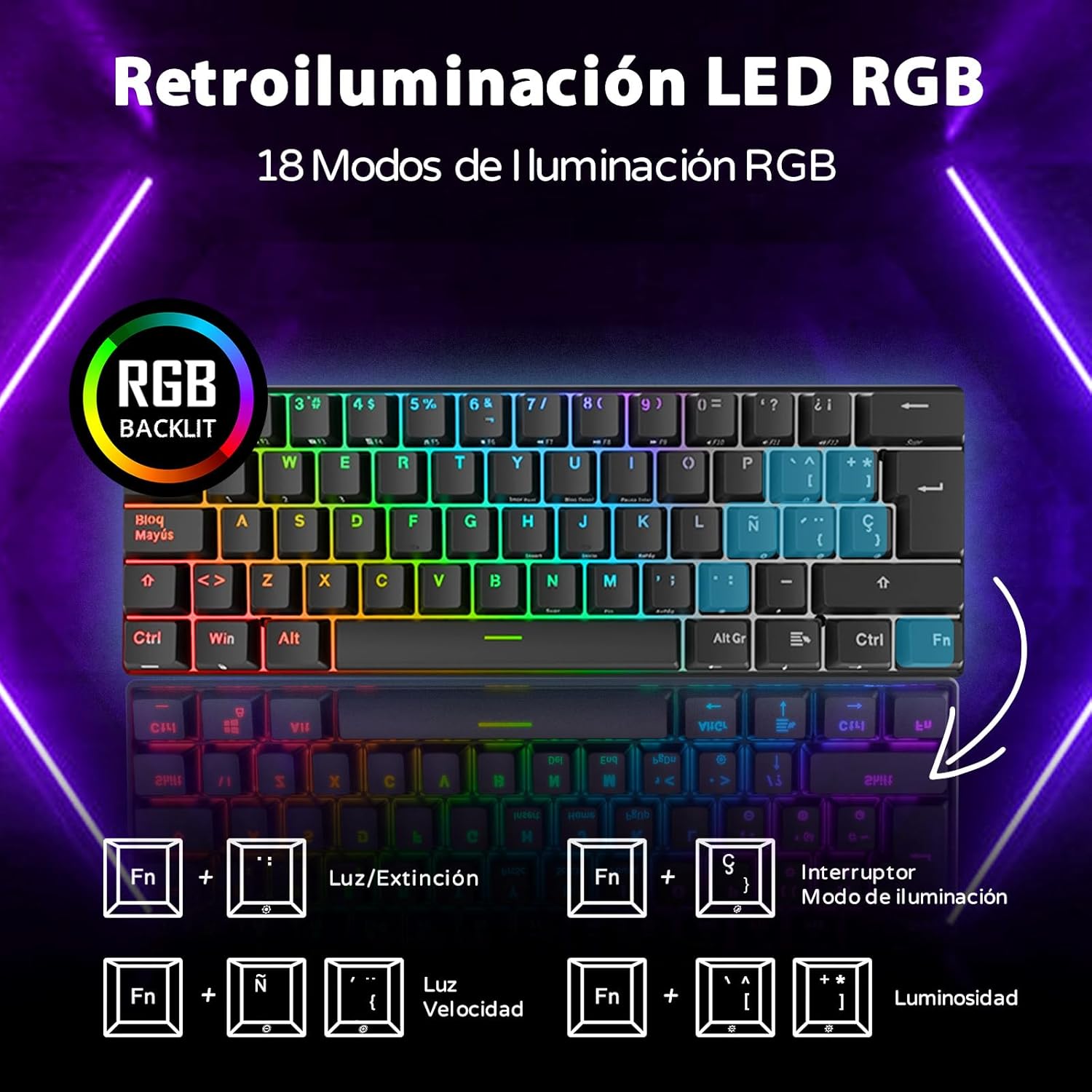 Thumbnail 5 de RK ROYAL KLUDGE RK61 Teclado Mecánico Gaming Wireless 🌈