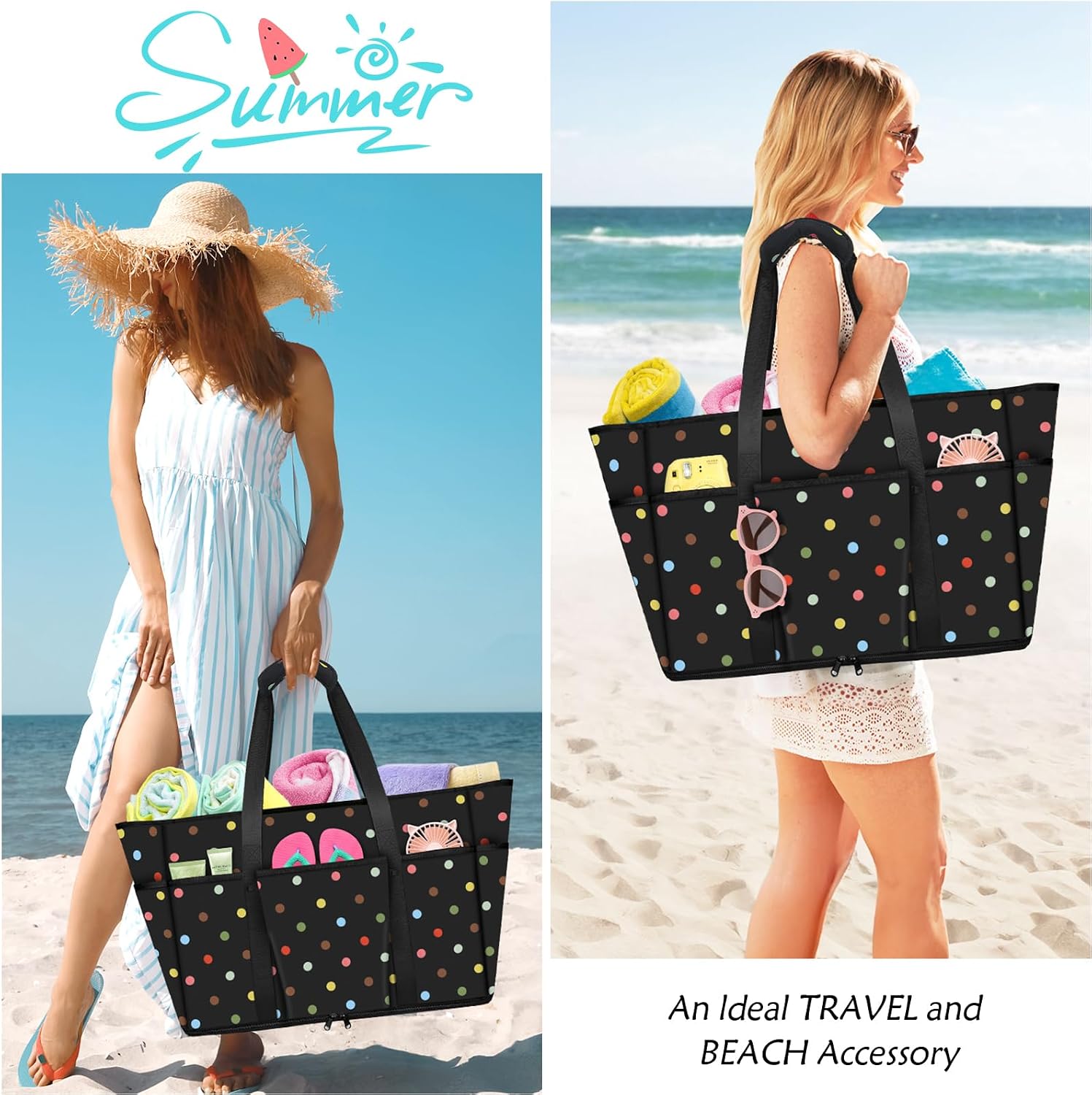 Detalle 2 de LUROON Strandtasche XXL 50x35x20 cm