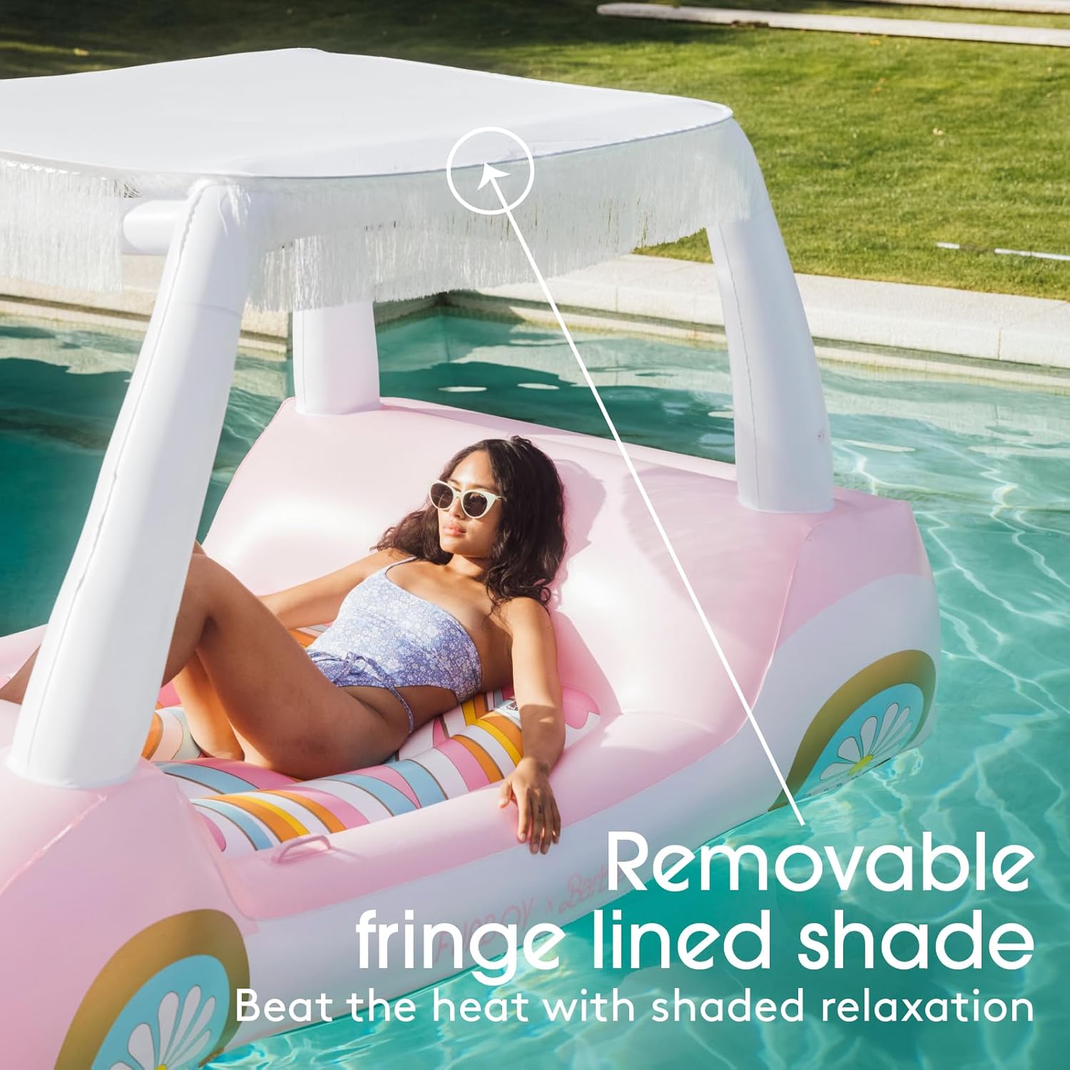 Detalle de FUNBOY Giant Inflatable Luxury Golf Cart Pool Float with Shade and Cup Holders