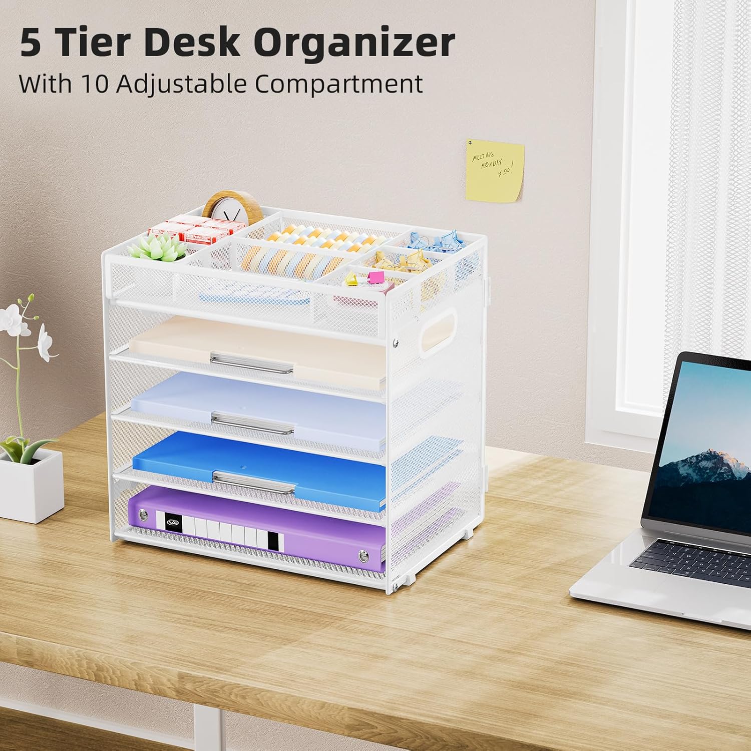 Thumbnail 2 de Marbrasse 5-stufiger Schreibtisch-Organizer aus Mesh – Weiß