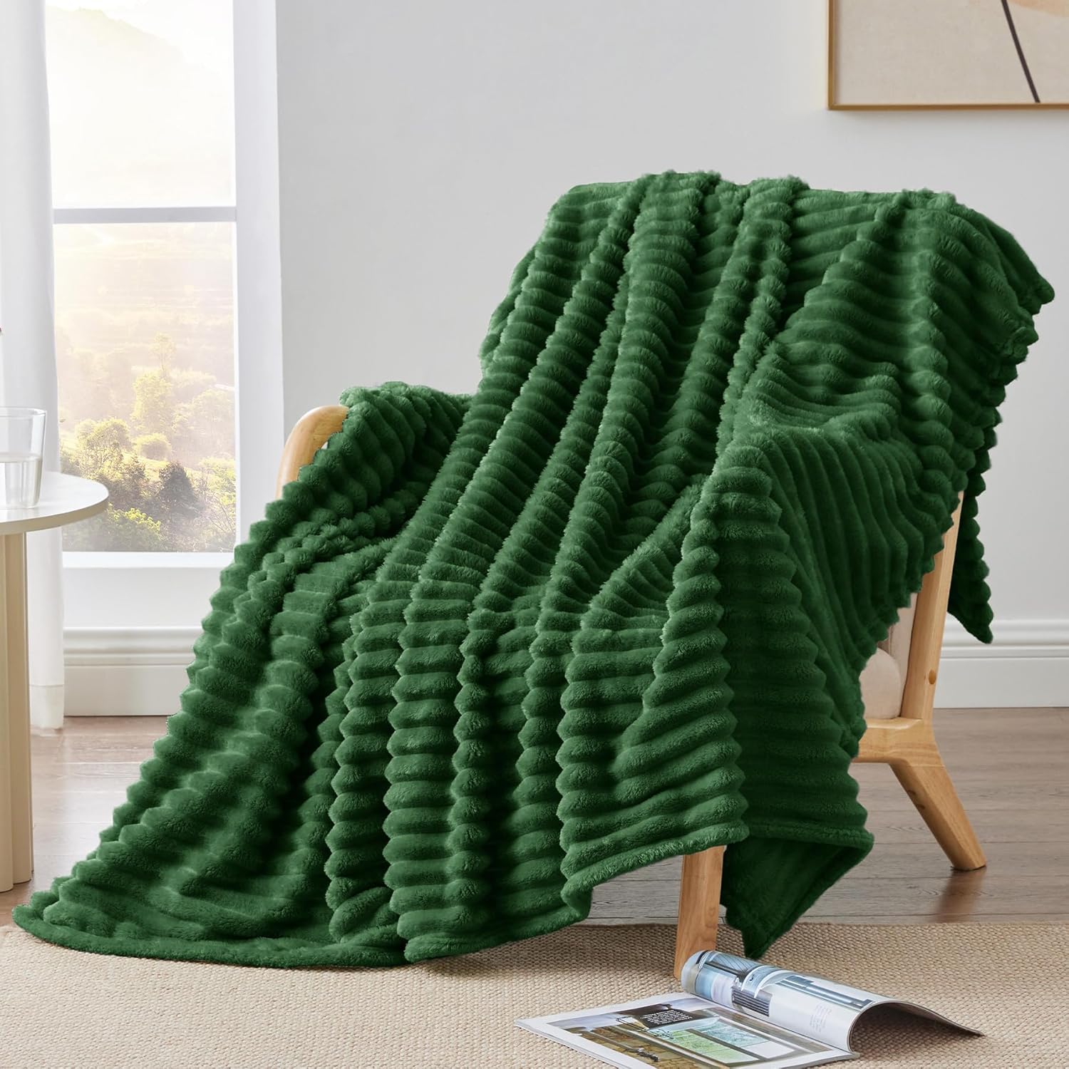 Thumbnail 6 de BEDELITE Kuscheldecke Flauschig Decke 150x200 cm – Grün, Streifen, Flanell