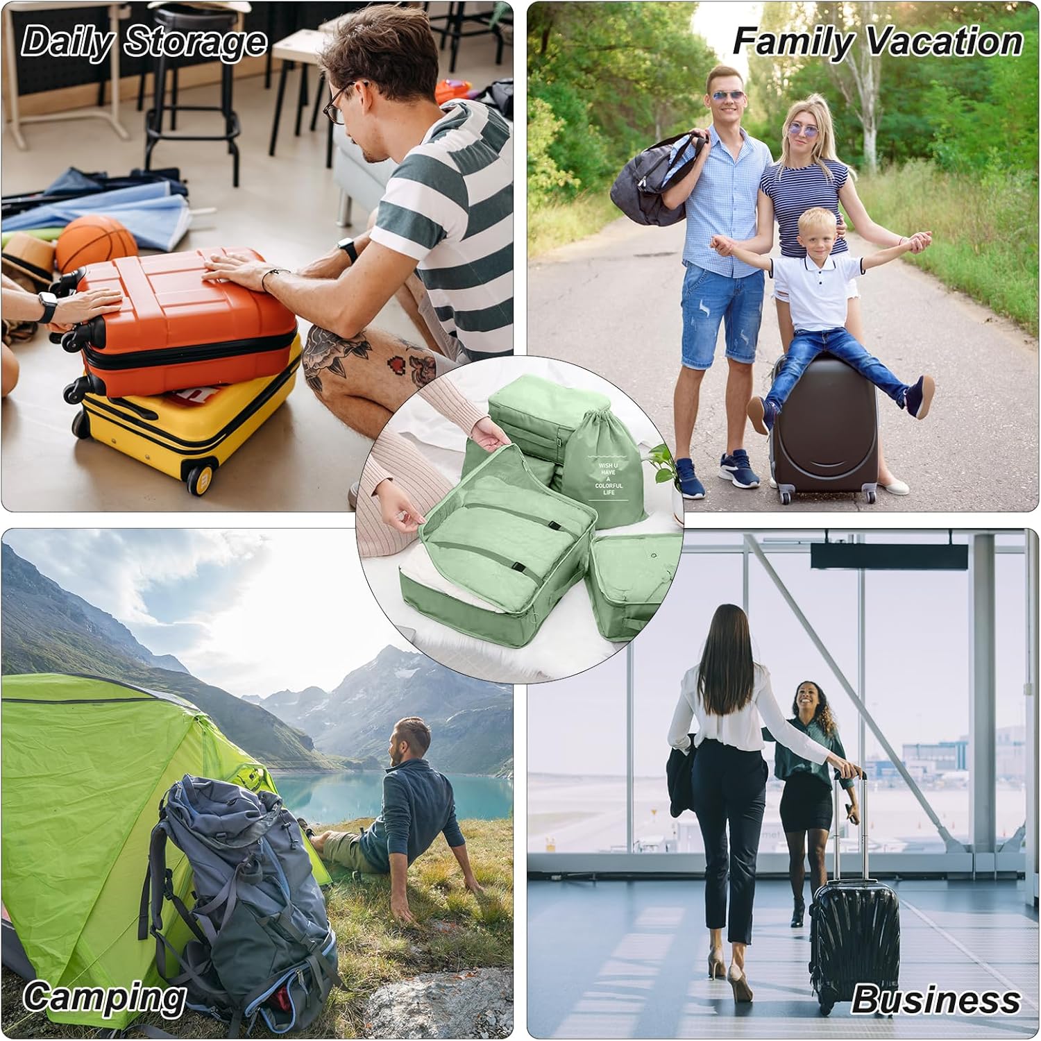 Thumbnail 6 de Packing Cubes for Suitcases – 10-Piece Travel Organiser Set (Matcha Green)
