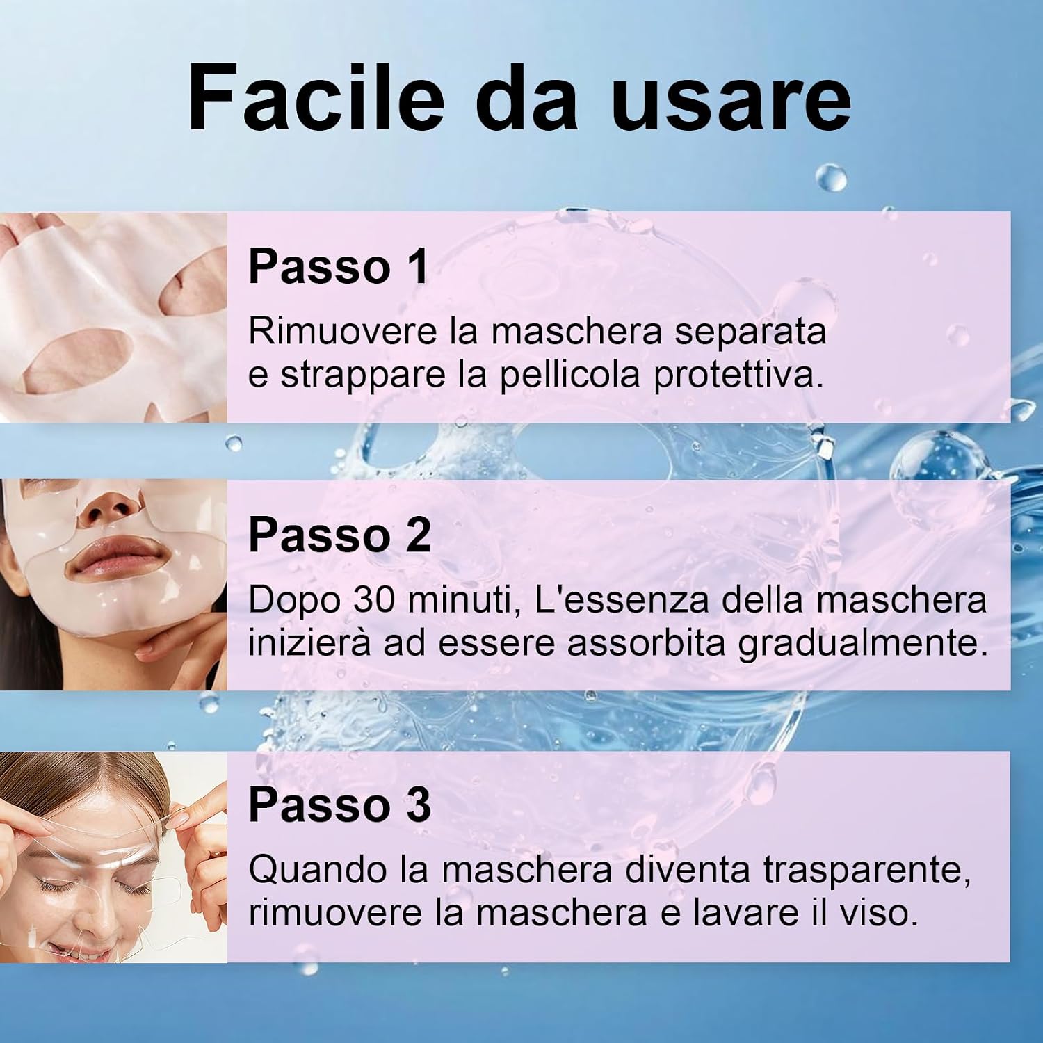 Thumbnail 6 de Maschera Viso al Collagene Bio “Face Mask” – maschere notturne idratanti in fogli (5 pezzi)