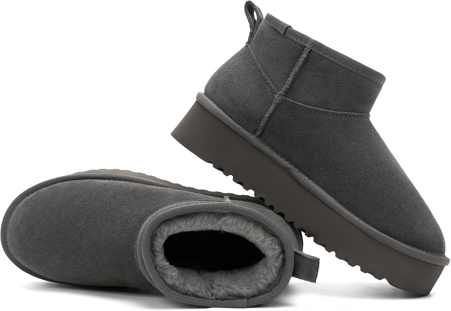 Detalle de OXSTAR Women's Suede Winter Ankle Boots with Faux Fur Lining and EVA Outsole
