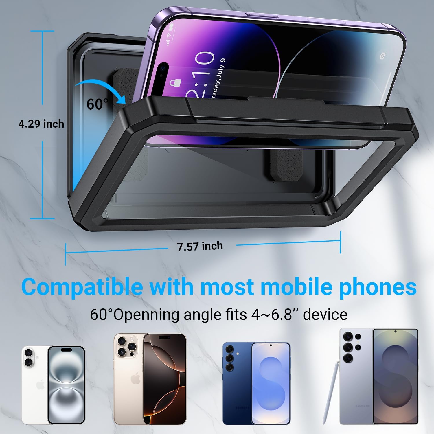 Thumbnail 6 de Coolpow Y01 Waterproof Shower Phone Holder, 480° Rotation and Adjustable Mount