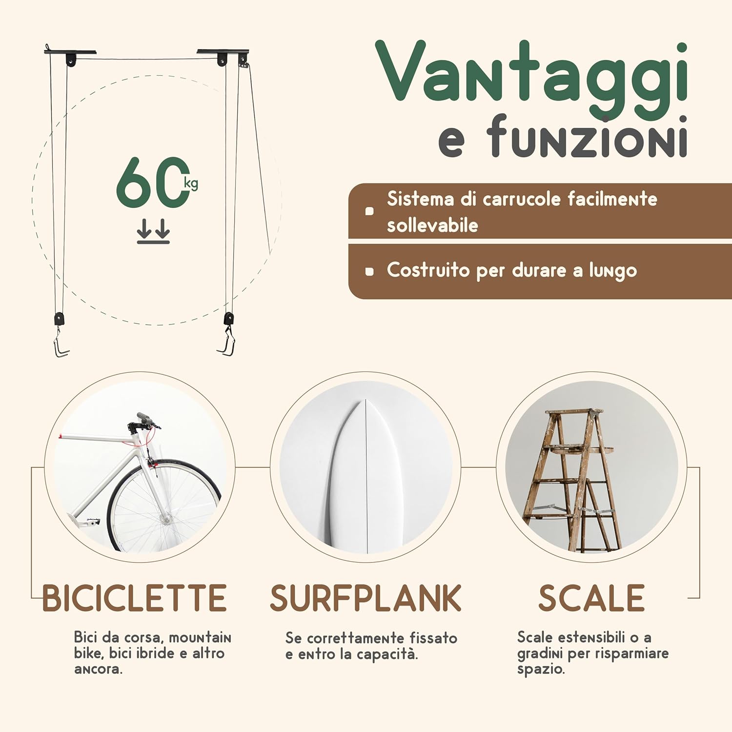 Thumbnail 3 de Recalma supporto da soffitto per biciclette ed e-bike con portata fino a 60 kg
