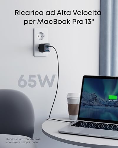 Detalle 2 de Anker PowerPort III 735 (Nano II 65 W): caricatore USB-C 3 porte PPS per tutto il necessario