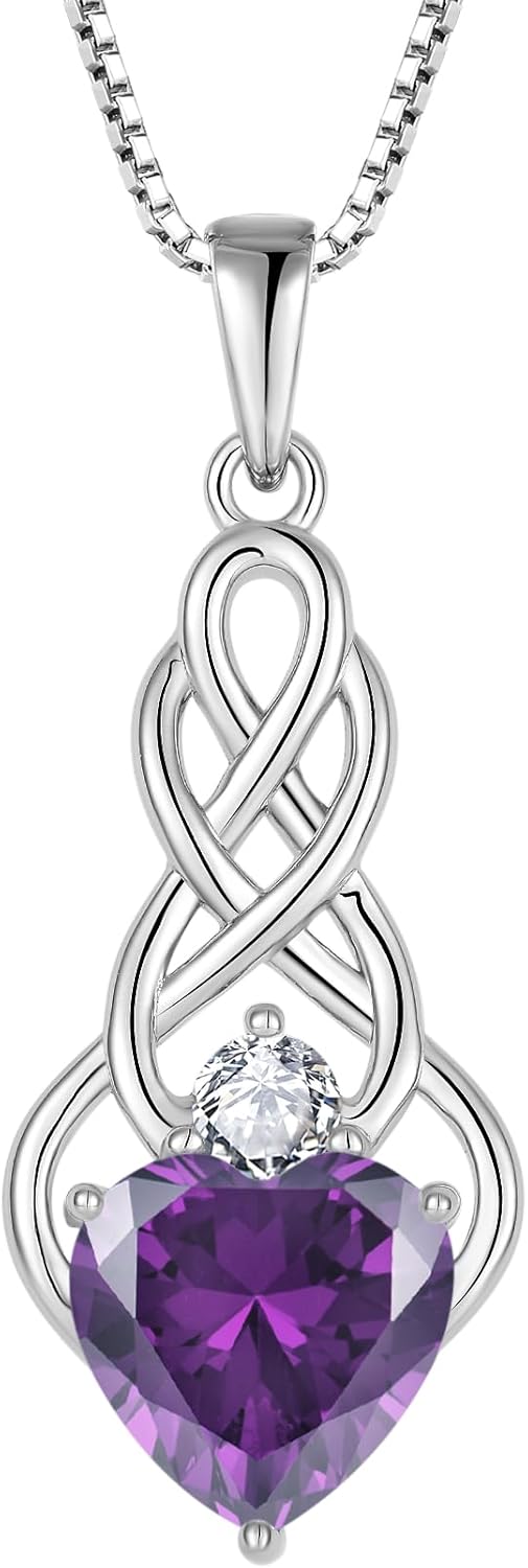 Thumbnail 6 de FJ Unendlichkeit Keltischer Knoten Kette mit Geburtsstein (925 Sterling Silber) für Damen