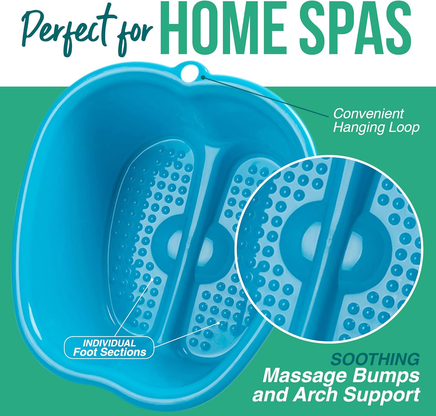 Detalle de AllSett Health Foot Soaking Bath Basin (Large, Blue) for Home Spa Pedicures