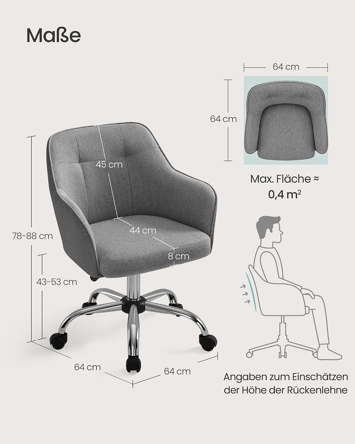 Detalle de SONGMICS OBG019G01 Drehstuhl bis 110 kg