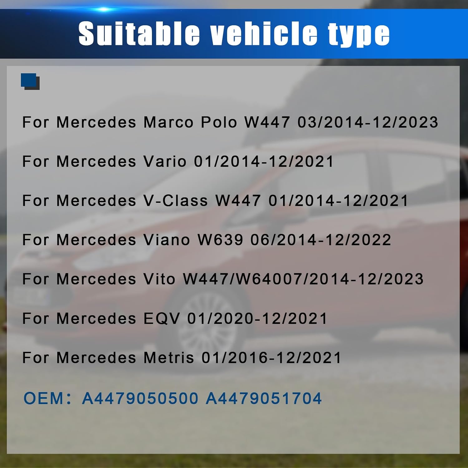 Thumbnail 6 de 4 TPMS Tire Pressure Sensors for Mercedes Marco Polo W447 and V-Class W447 – 4 Pack (A4479050500 / A4479051704)